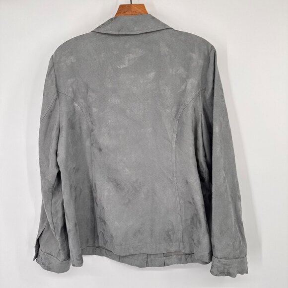 Chicos Womens Gray Button-Front top faux suede Size large  Long Sleeve - Picture 10 of 13